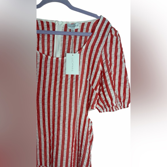 Lucy In Paris Red and White Striped Pleated Maxi Dress (BNWT) - Picture 6 of 8